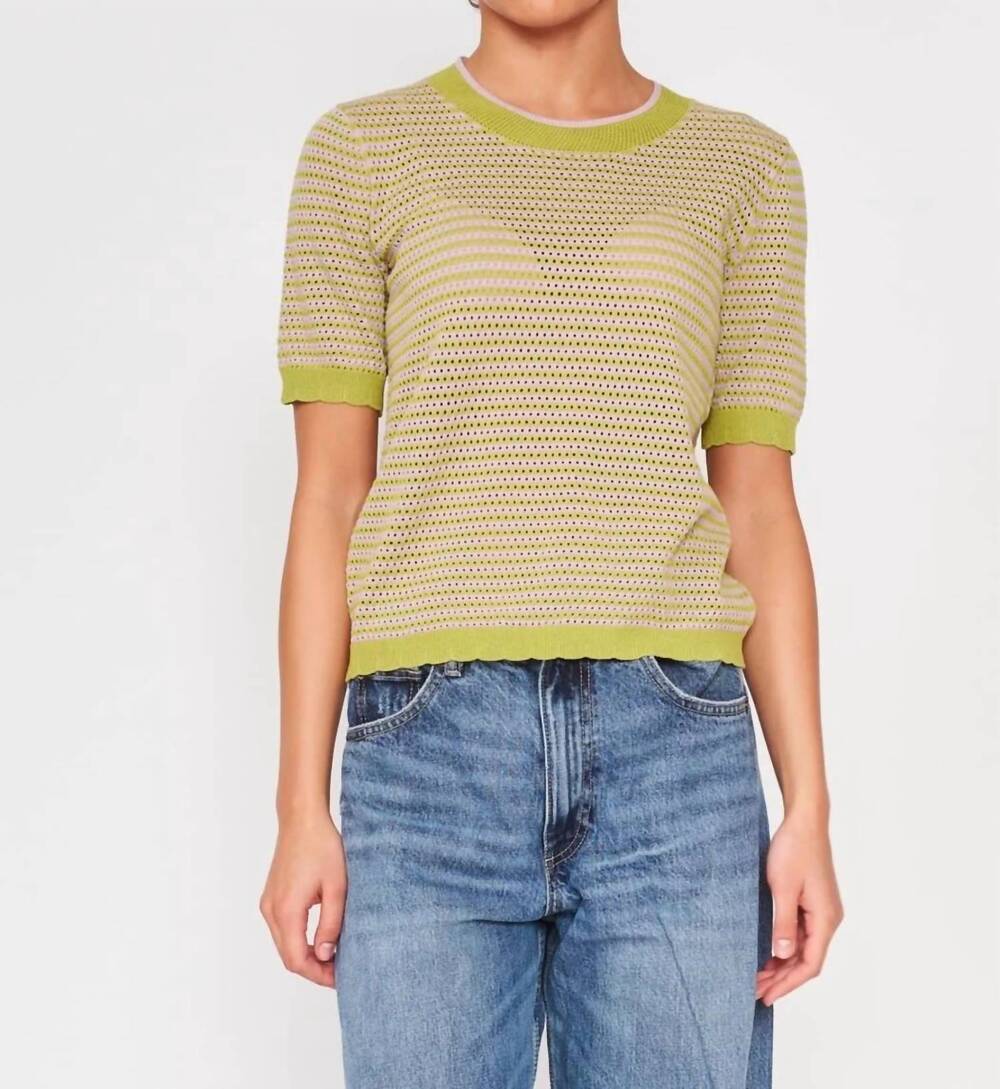 NEW DRA LOS ANGELES cora short sleeve top in lavendar & lime